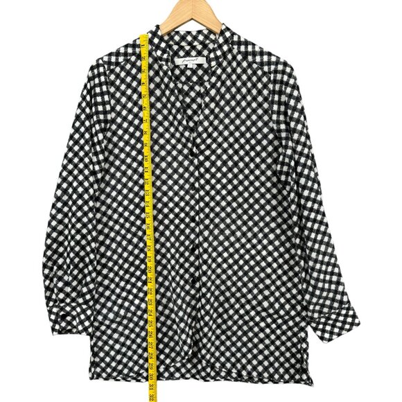 Foxcroft NYC Tunic Blouse Womens Black White Long Sleeve Button Front Size 6 - Picture 7 of 11